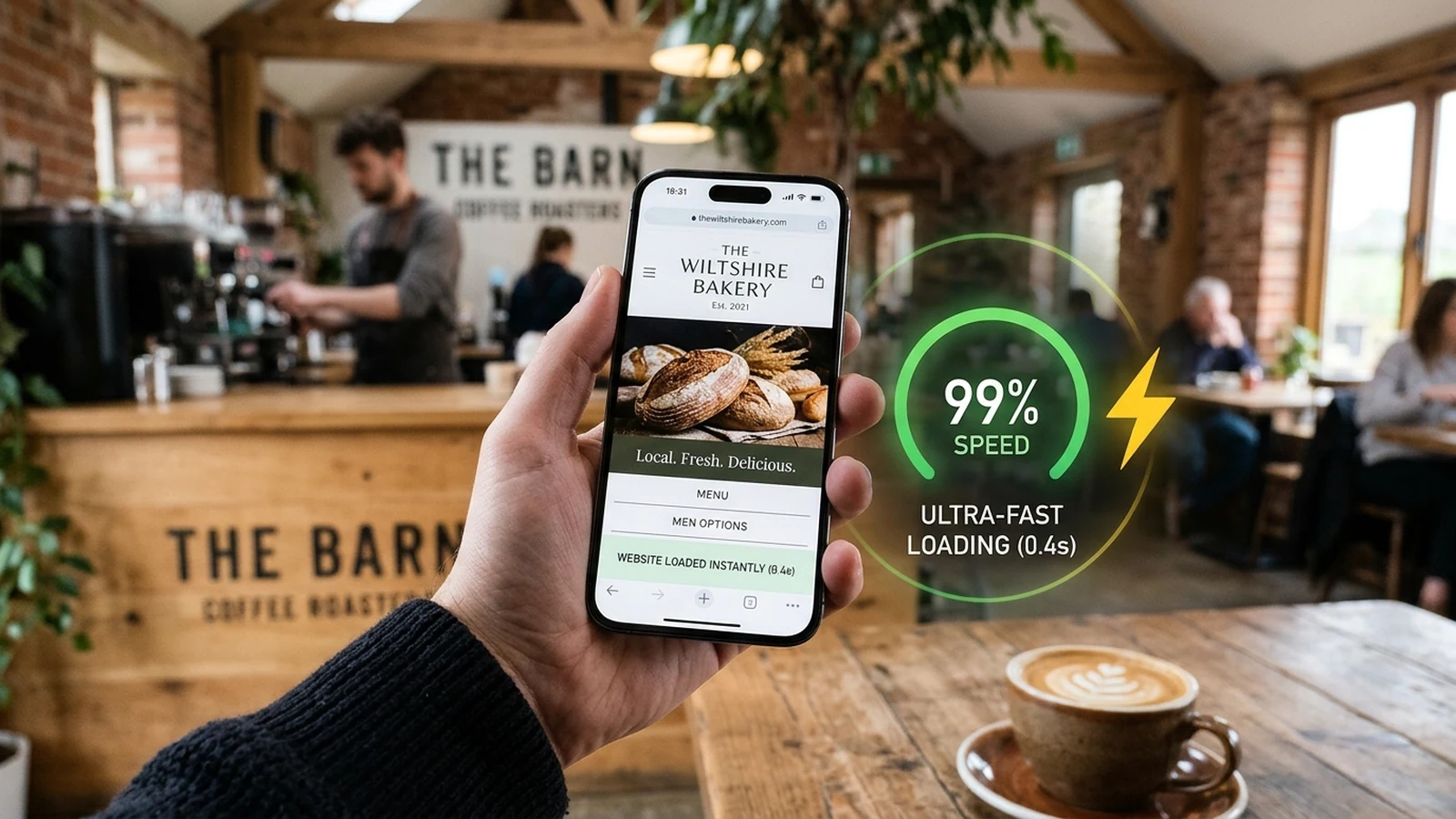 Smartphone demonstrating fast mobile website loading performance and seamless user experience on 5G network