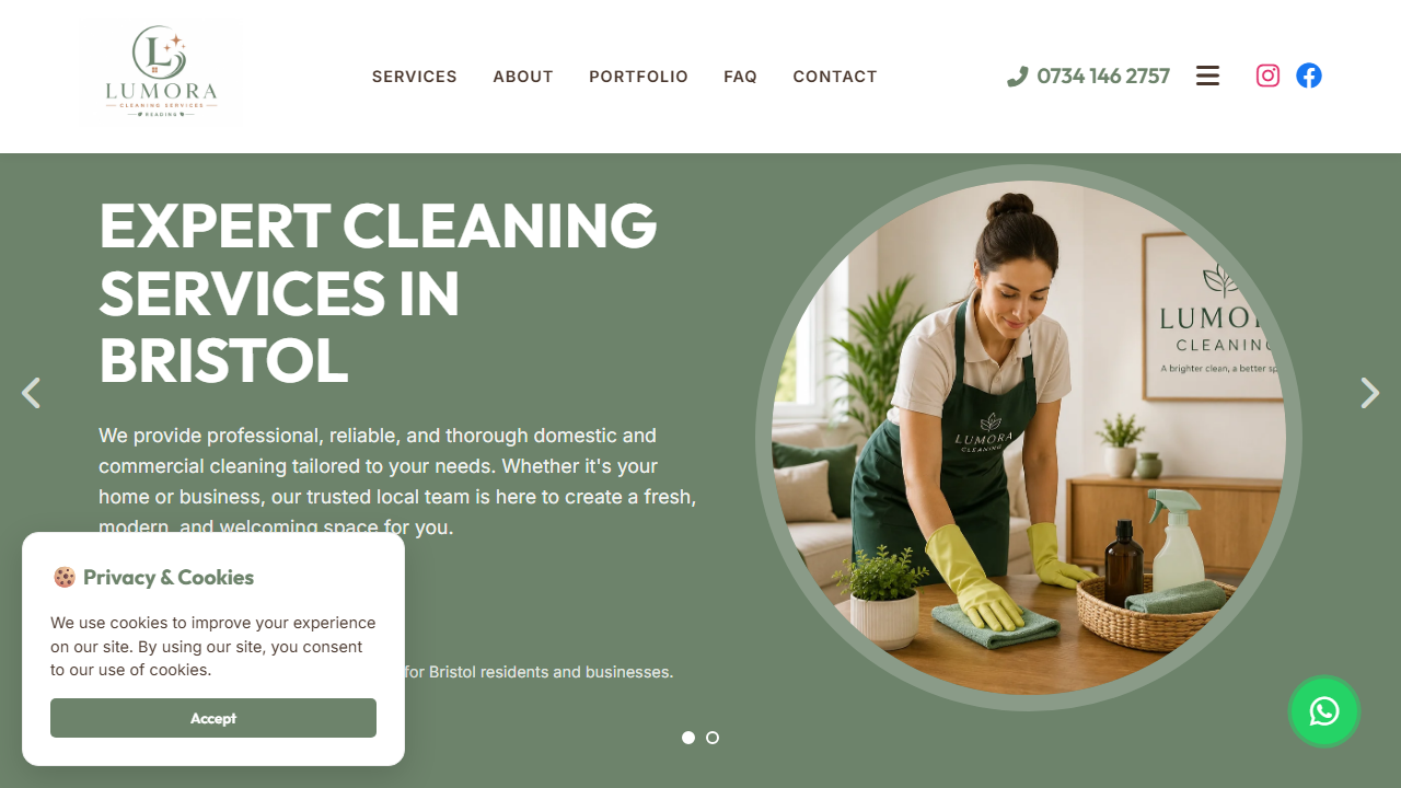 Lumora Cleaning Services website project by Conexxus