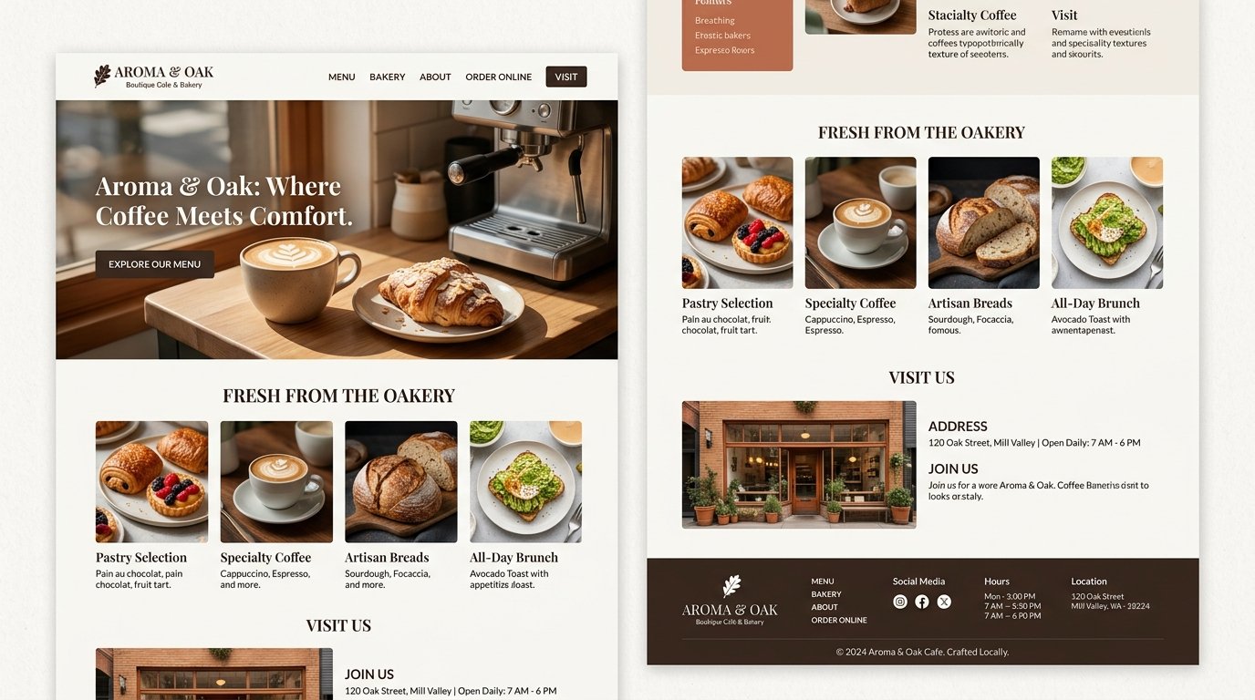 Responsive café website design mockup