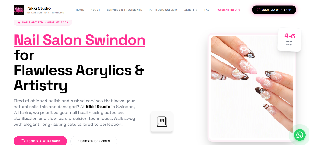 Nikki Studio nail salon website homepage