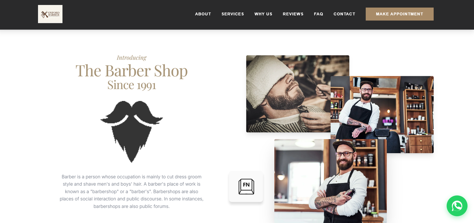 Oxford barber shop website design