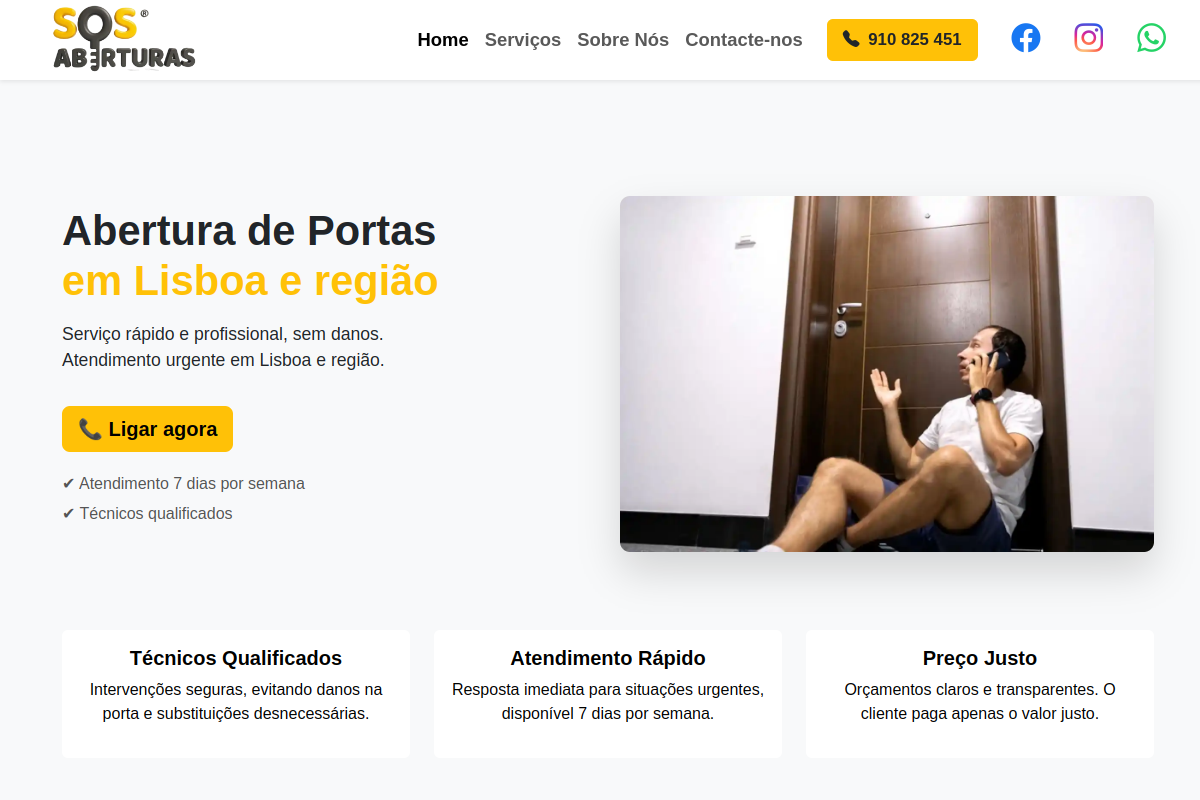 SOS Aberturas professional services website